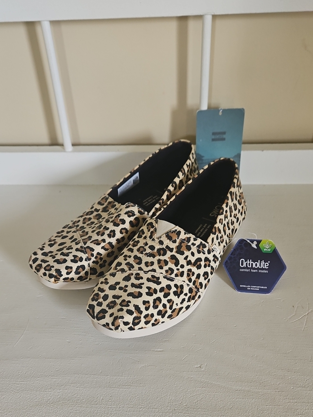 NWT - Toms Leopard Print Slip-On Flats - Beige and Black